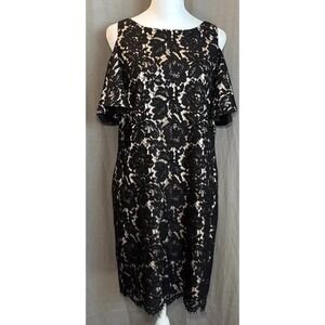 Chelsea28 Aritzia Black Lace Cold Shoulder Swing Dress Size 4
